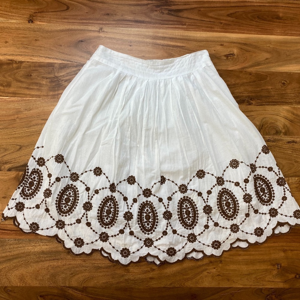 White Cotton Summer Skirt Tablecloth Embroidery